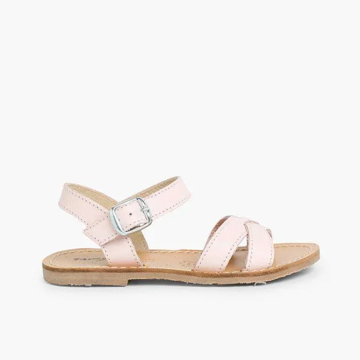 Pisamonas Sandals>Plain Crossed Strap Flat Sandals