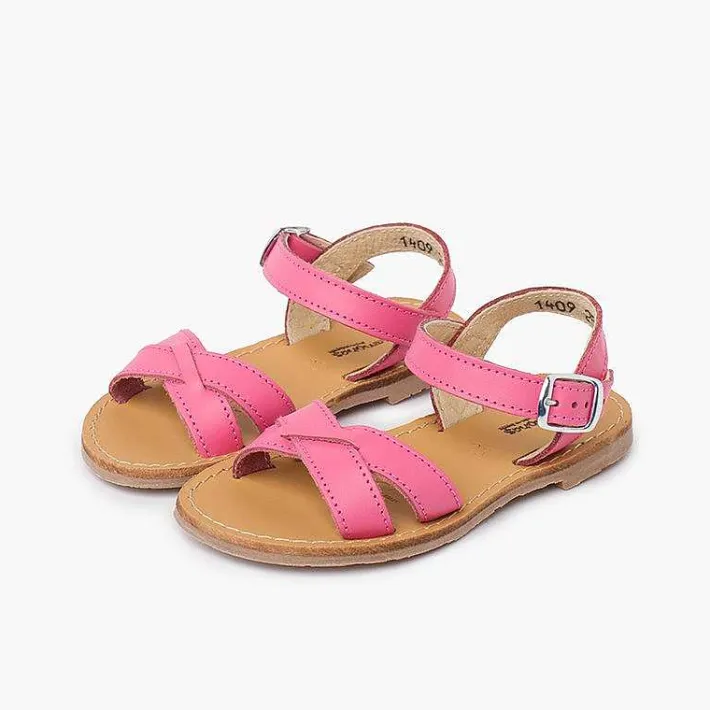 Pisamonas Sandals>Plain Crossed Strap Flat Sandals
