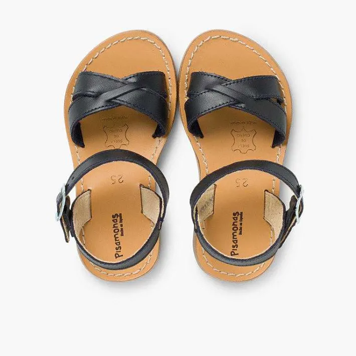 Pisamonas Sandals>Plain Crossed Strap Flat Sandals