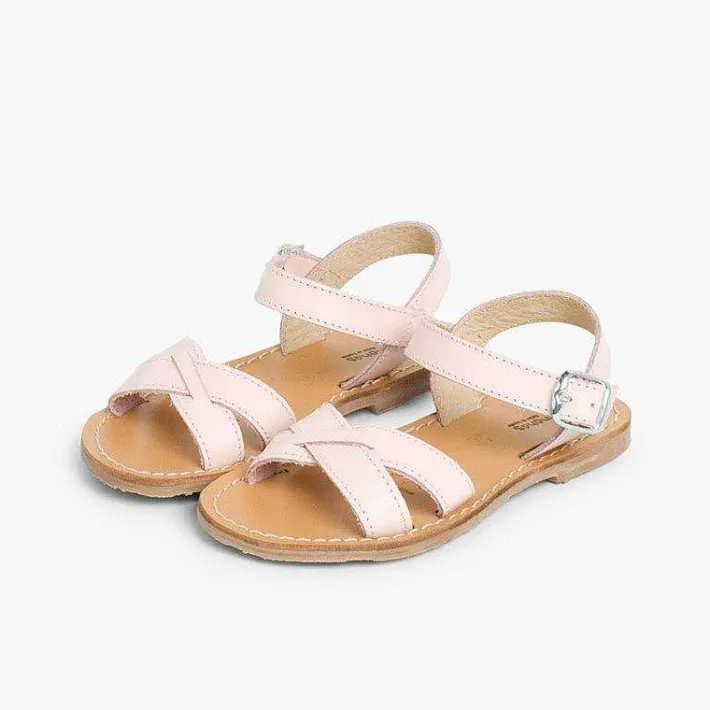 Pisamonas Sandals>Plain Crossed Strap Flat Sandals