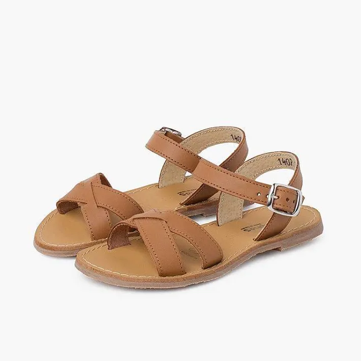 Pisamonas Sandals>Plain Crossed Strap Flat Sandals