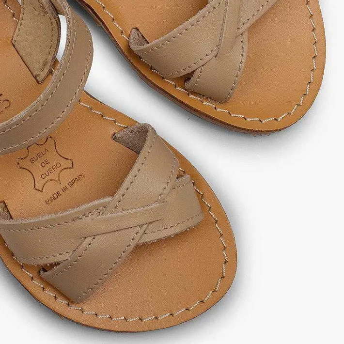 Pisamonas Sandals>Plain Crossed Strap Flat Sandals