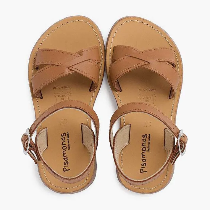 Pisamonas Sandals>Plain Crossed Strap Flat Sandals