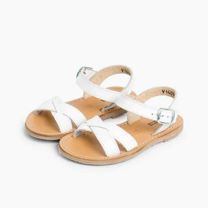 Pisamonas Sandals>Plain Crossed Strap Flat Sandals