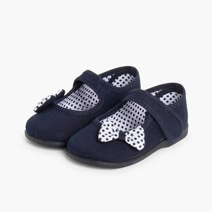 Pisamonas Mary Janes>Polka Dots Loop Fasteners And Bow Mary Janes