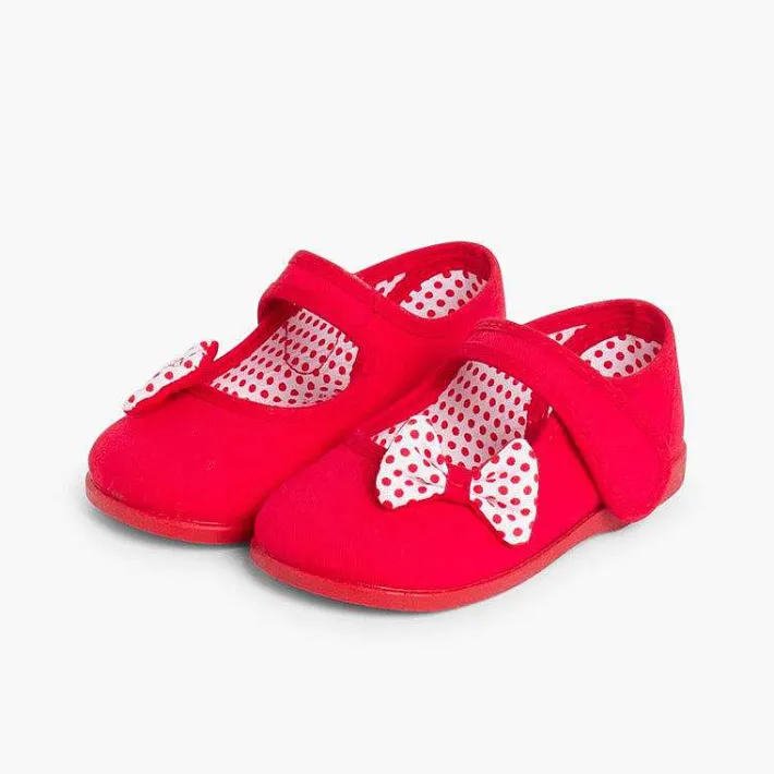 Pisamonas Mary Janes>Polka Dots Loop Fasteners And Bow Mary Janes