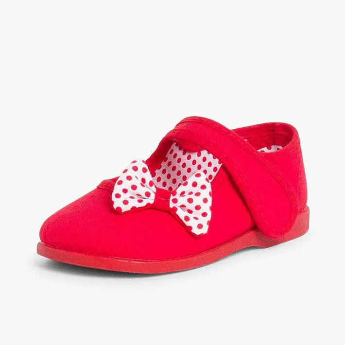Pisamonas Mary Janes>Polka Dots Loop Fasteners And Bow Mary Janes