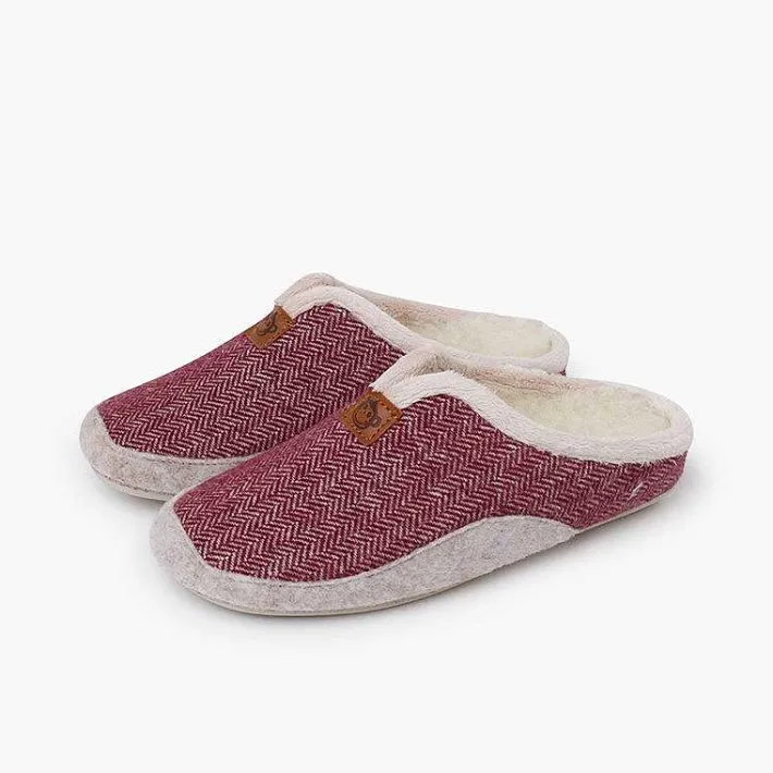 Pisamonas Slippers>Pure Wood Clogs Herringbone Pattern