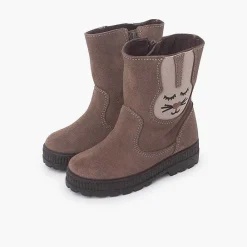 Pisamonas Boots>Rabbit Elastic Suede Boots Colour Taupe