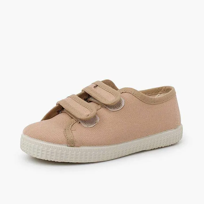 Pisamonas Trainers>Recycled Canvas Rpet Trainers With Riptape Strips