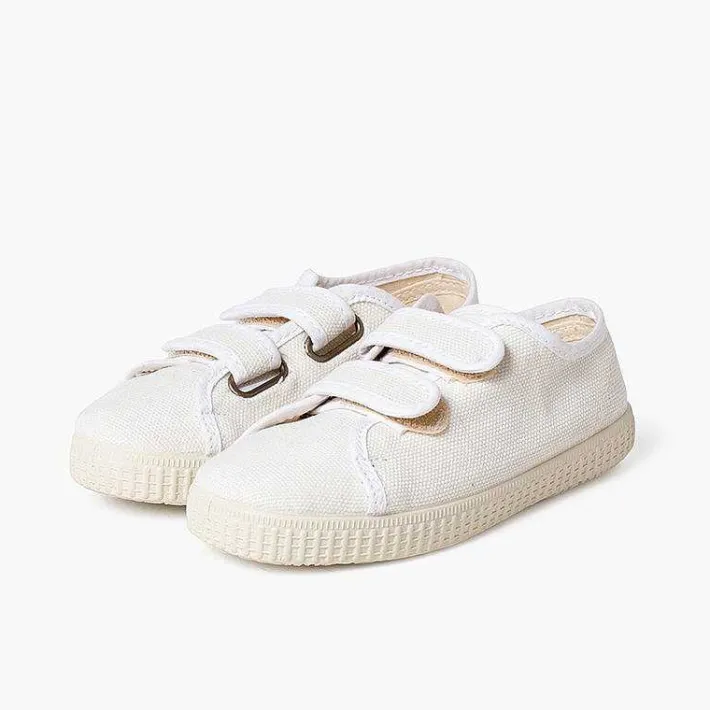 Pisamonas Trainers>Recycled Canvas Rpet Trainers With Riptape Strips