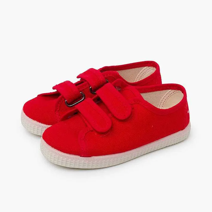 Pisamonas Trainers>Recycled Canvas Rpet Trainers With Riptape Strips