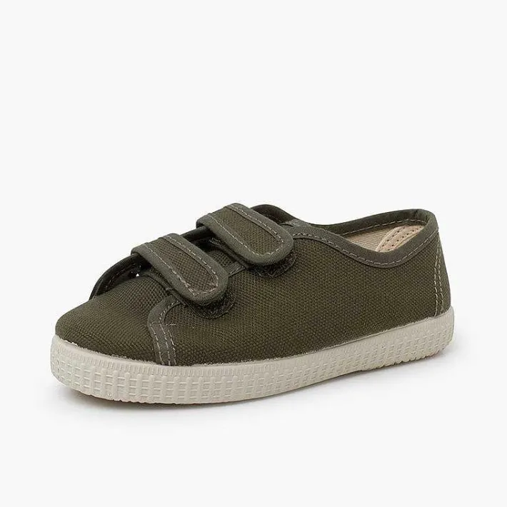Pisamonas Trainers>Recycled Canvas Rpet Trainers With Riptape Strips