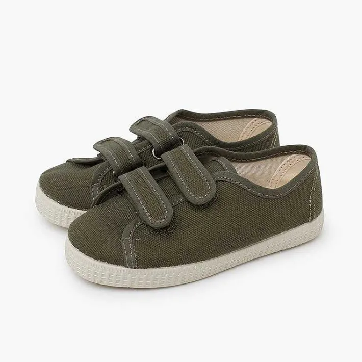 Pisamonas Trainers>Recycled Canvas Rpet Trainers With Riptape Strips
