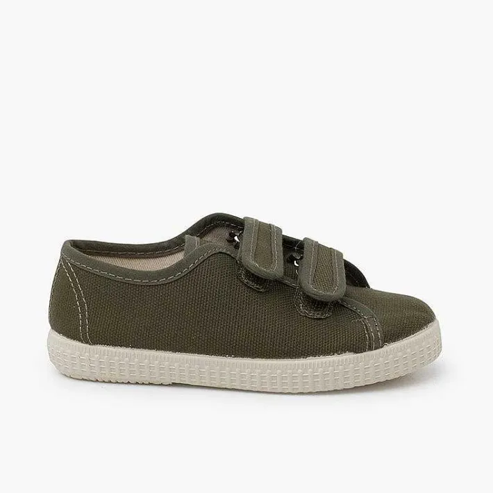 Pisamonas Trainers>Recycled Canvas Rpet Trainers With Riptape Strips