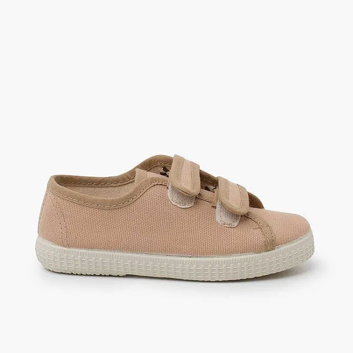 Pisamonas Trainers>Recycled Canvas Rpet Trainers With Riptape Strips