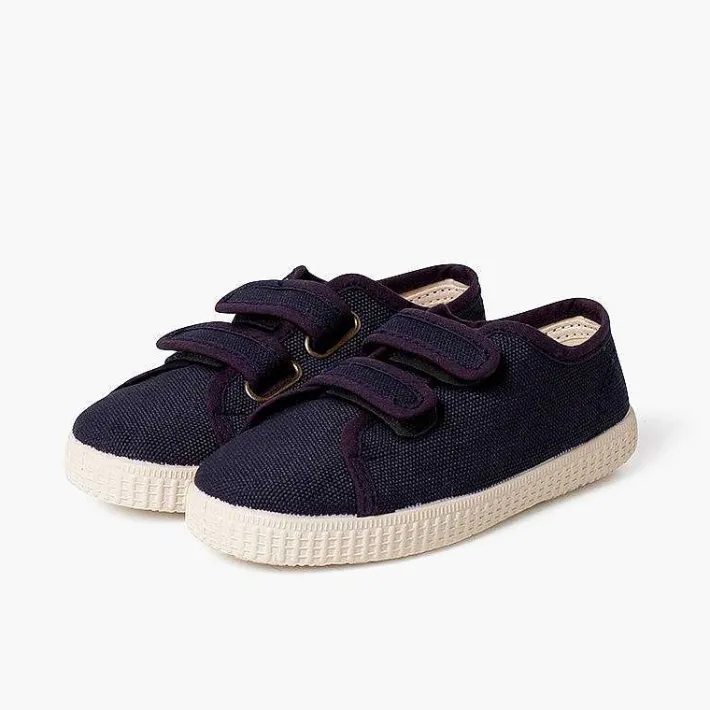 Pisamonas Trainers>Recycled Canvas Rpet Trainers With Riptape Strips