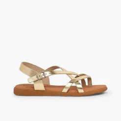 Pisamonas Sandals>Roman Sandals With Metallic Straps For Women And Girls