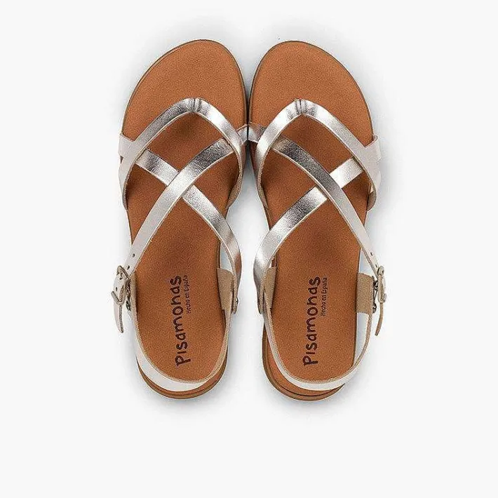 Pisamonas Sandals>Roman Sandals With Metallic Straps For Women And Girls