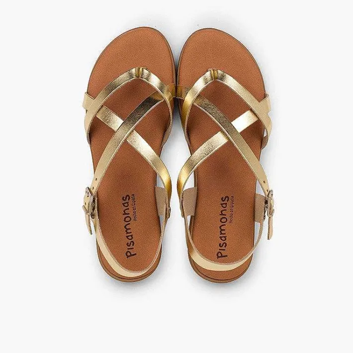 Pisamonas Sandals>Roman Sandals With Metallic Straps For Women And Girls