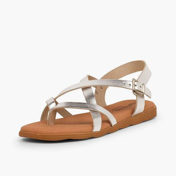 Pisamonas Sandals>Roman Sandals With Metallic Straps For Women And Girls