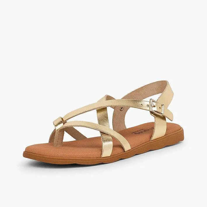Pisamonas Sandals>Roman Sandals With Metallic Straps For Women And Girls