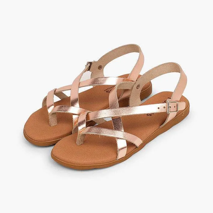 Pisamonas Sandals>Roman Sandals With Metallic Straps For Women And Girls