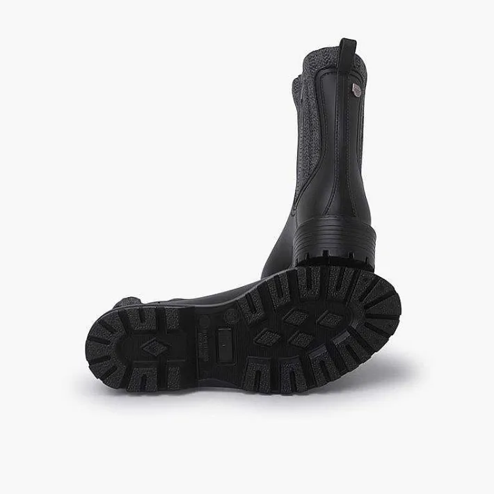 Pisamonas Wellies>Rubber And Marbled Wool Track Boots Colour Negro-Gris