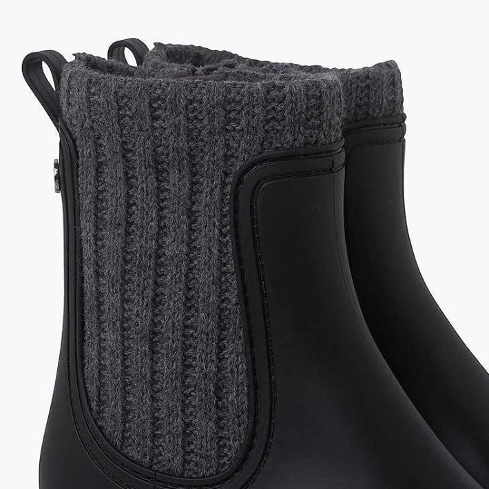 Pisamonas Wellies>Rubber And Marbled Wool Track Boots Colour Negro-Gris