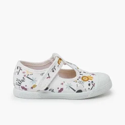 Pisamonas T-Bar Shoes>Rubber Toe Cap Floral T-Bar Shoes Colour Animals