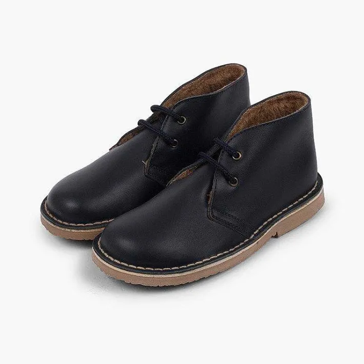Pisamonas Desert Boots>Safari Boots Leather Laces Wool Inner Lining