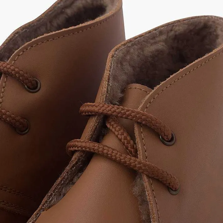 Pisamonas Desert Boots>Safari Boots Leather Laces Wool Inner Lining