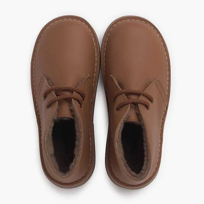 Pisamonas Desert Boots>Safari Boots Leather Laces Wool Inner Lining