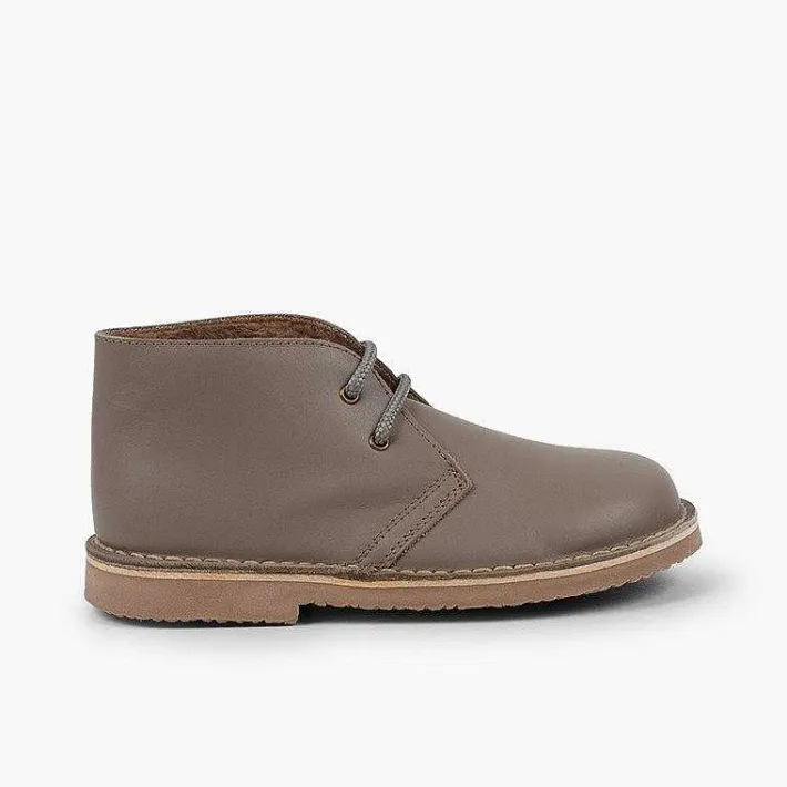 Pisamonas Desert Boots>Safari Boots Leather Laces Wool Inner Lining