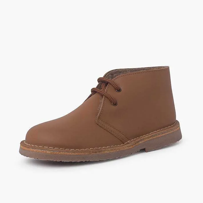 Pisamonas Desert Boots>Safari Boots Leather Laces Wool Inner Lining