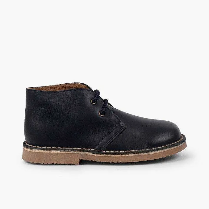 Pisamonas Desert Boots>Safari Boots Leather Laces Wool Inner Lining