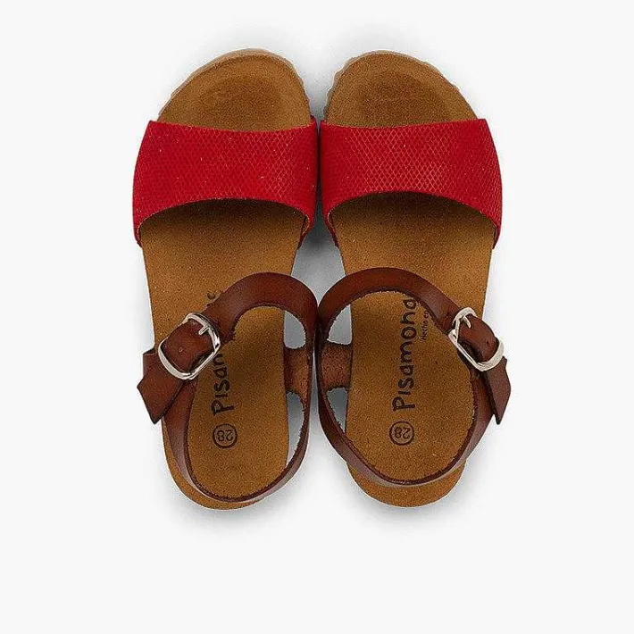 Pisamonas Sandals>Sandals Eco Leather And Engraved Suede Girls