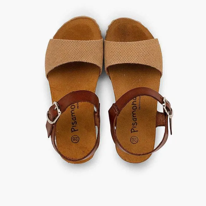 Pisamonas Sandals>Sandals Eco Leather And Engraved Suede Girls