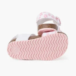 Pisamonas Sandals>Sandals With Flowers Double Buckle And Bio Sole Colour White