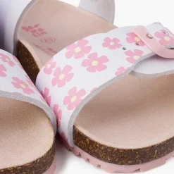 Pisamonas Sandals>Sandals With Flowers Double Buckle And Bio Sole Colour White