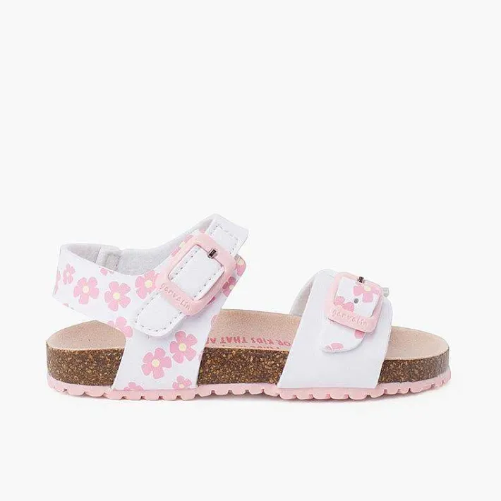 Pisamonas Sandals>Sandals With Flowers Double Buckle And Bio Sole Colour White