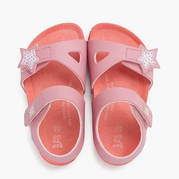 Pisamonas Sandals>Sandals With Star Double Riptape Closure And Bio Sole Colour Pink