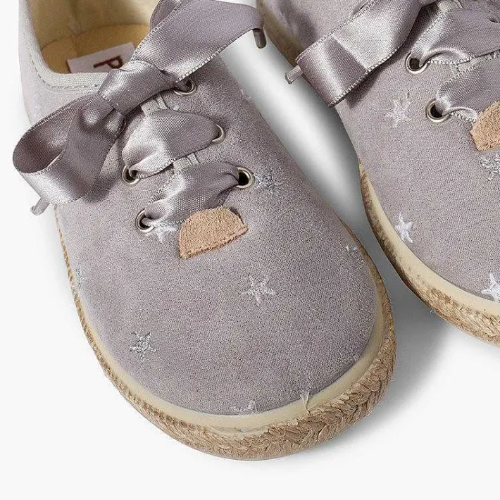 Pisamonas Espadrilles>Satin Laces Embroidered Stars Trainers