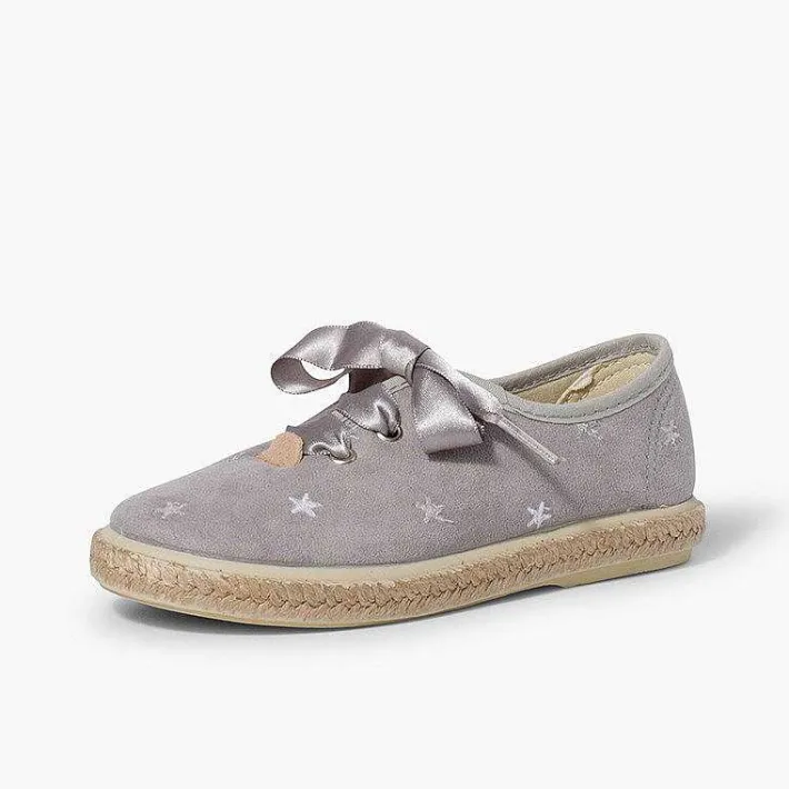 Pisamonas Espadrilles>Satin Laces Embroidered Stars Trainers