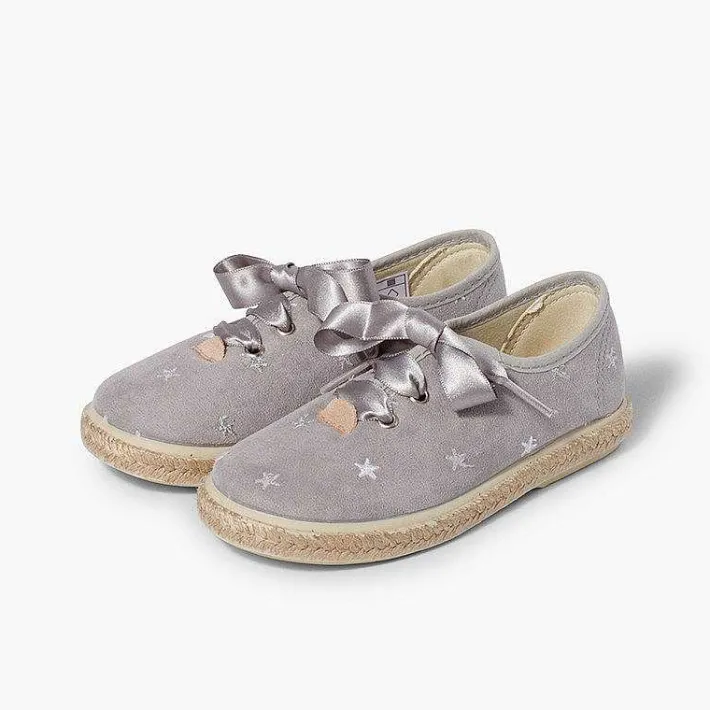 Pisamonas Espadrilles>Satin Laces Embroidered Stars Trainers