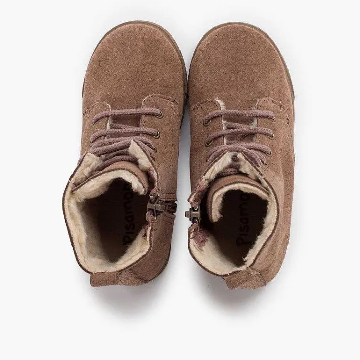 Pisamonas Boots>Shearling Boot With Side Zipper Laces