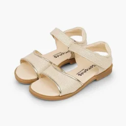 Pisamonas Sandals>Shiny Leather Sandals Girls Loop Fasteners