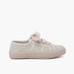 Pisamonas Trainers>Shiny Linen Trainers For Women And Girls