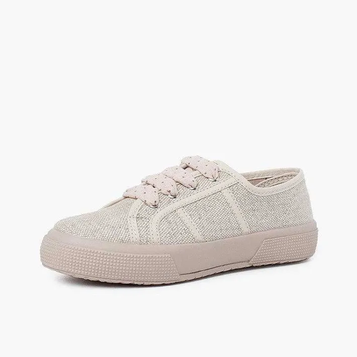 Pisamonas Trainers>Shiny Linen Trainers For Women And Girls