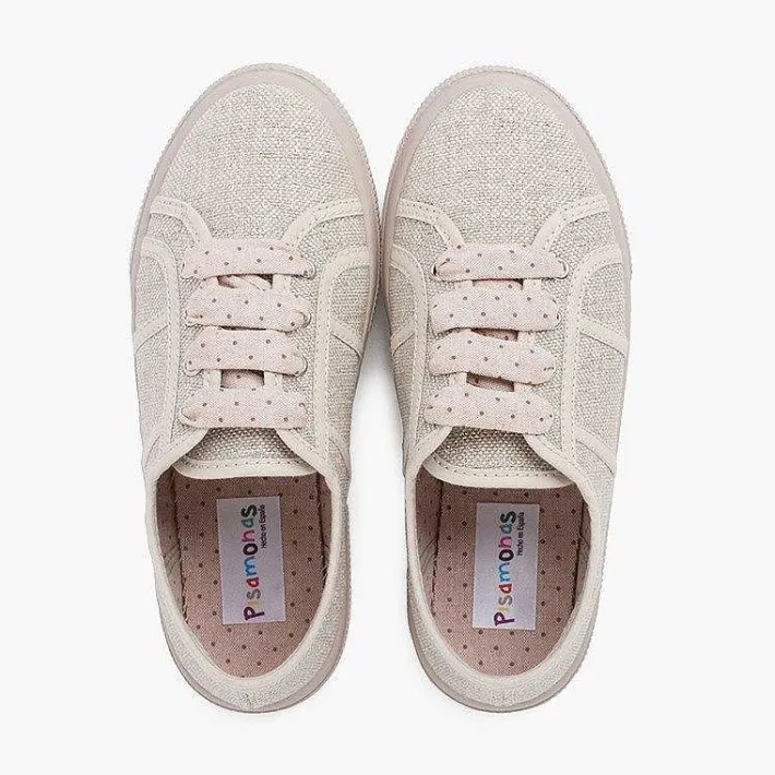 Pisamonas Trainers>Shiny Linen Trainers For Women And Girls
